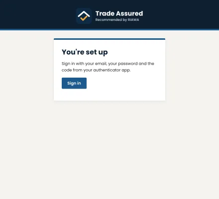 The You're set up page, with the Sign in button, on a computer.